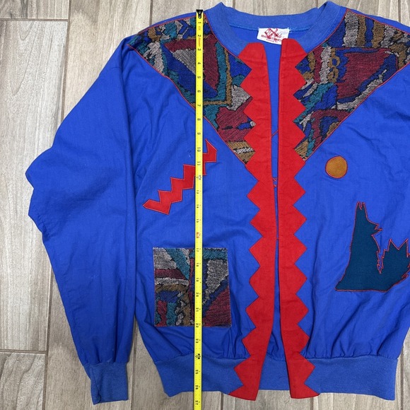 VTG J'Ans Sweatshop  Ribbon Patchwork Jacket Southwestern Hollow At Moon 80s-90s - Picture 4 of 9